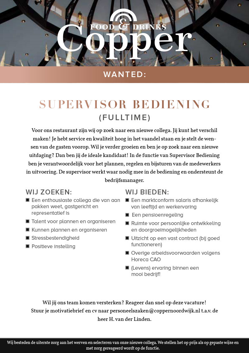 Copper-vacature-Supervisior-Bediening-FT